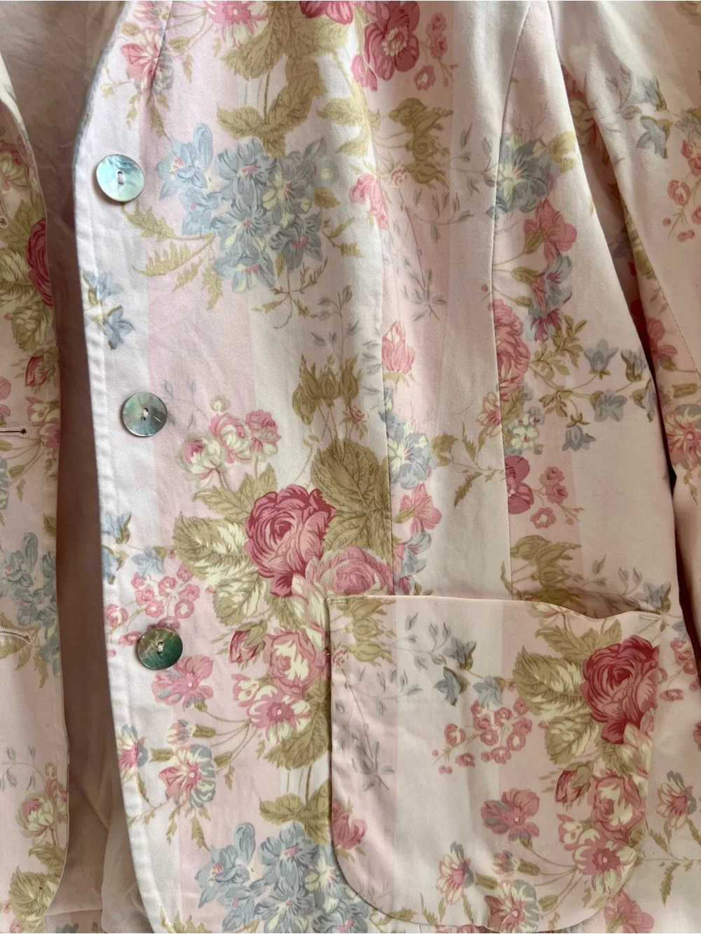 Vintage Van Heusen Pink Floral Cotton Blazer Jacket Medium Cottagecore
